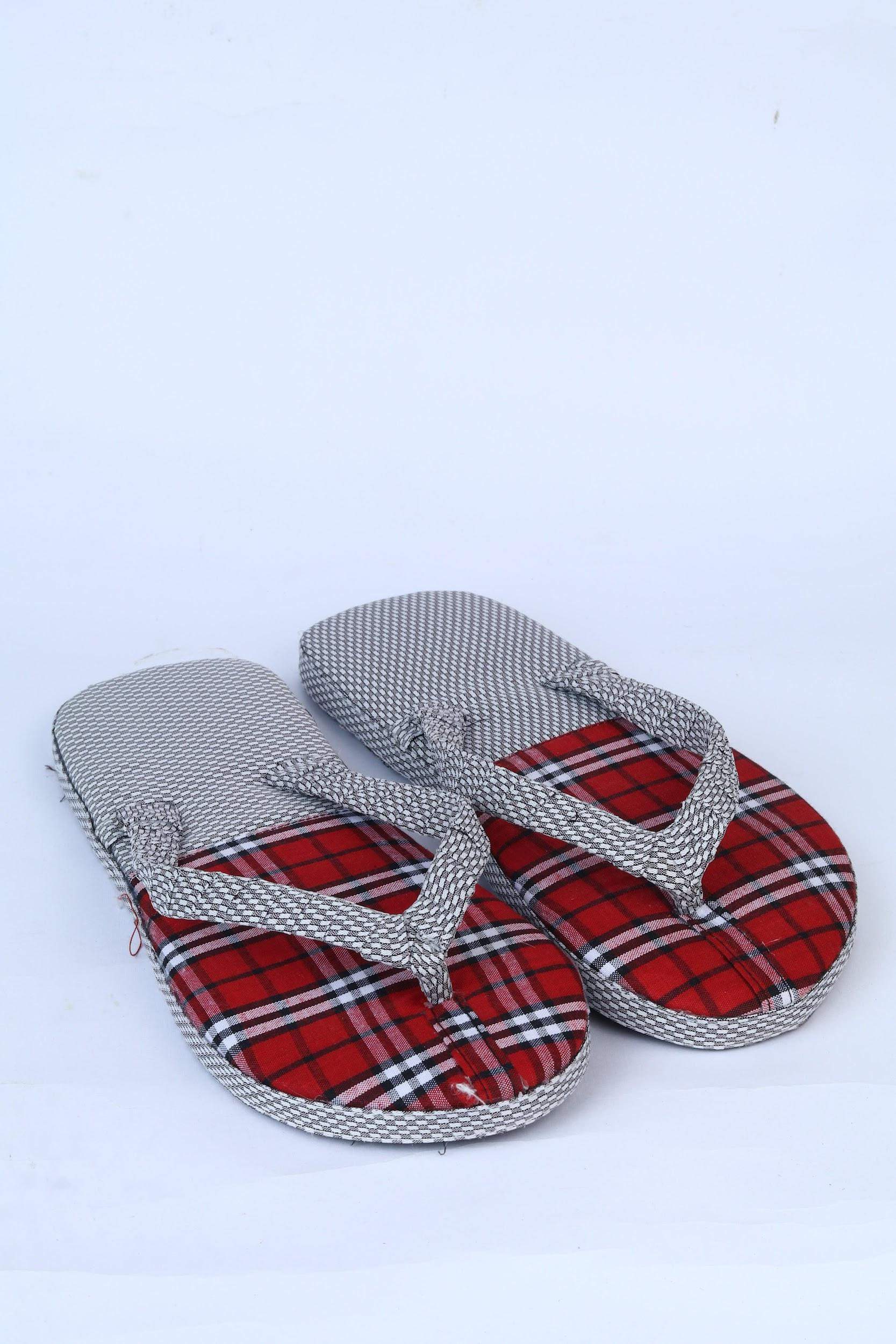 Sandal Jepit Dewasa Tartan Merah Tanpa Bunga by nan