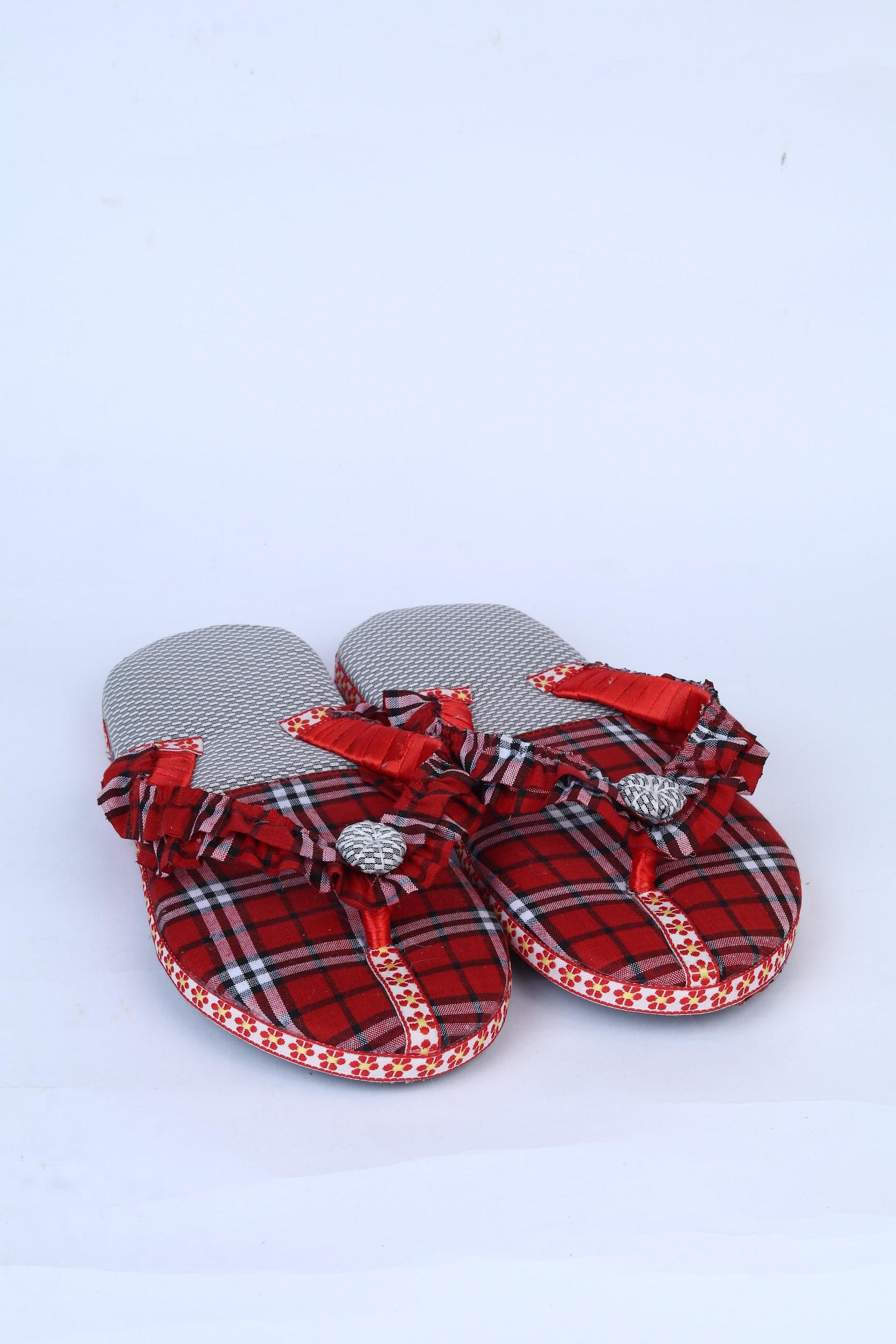 Sandal Jepit Anak Tartan Merah by nan